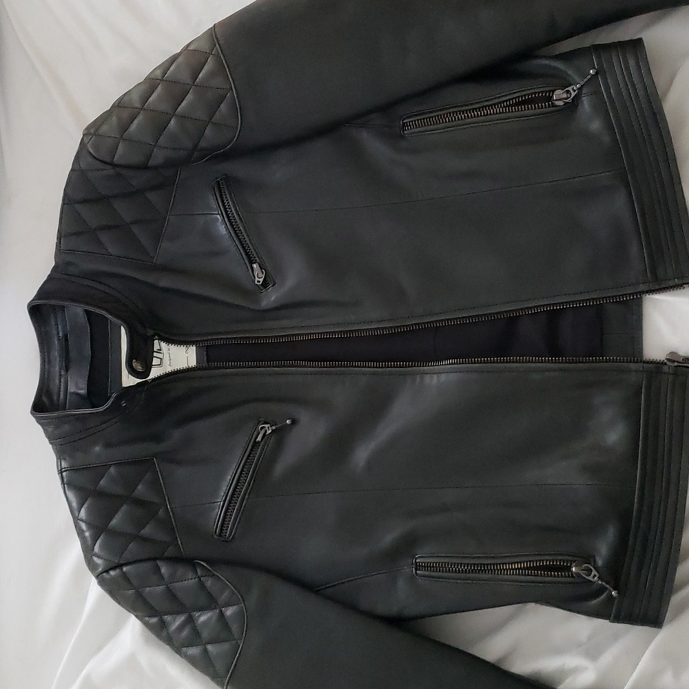 D73 Cobalt Leather Moto Jacket